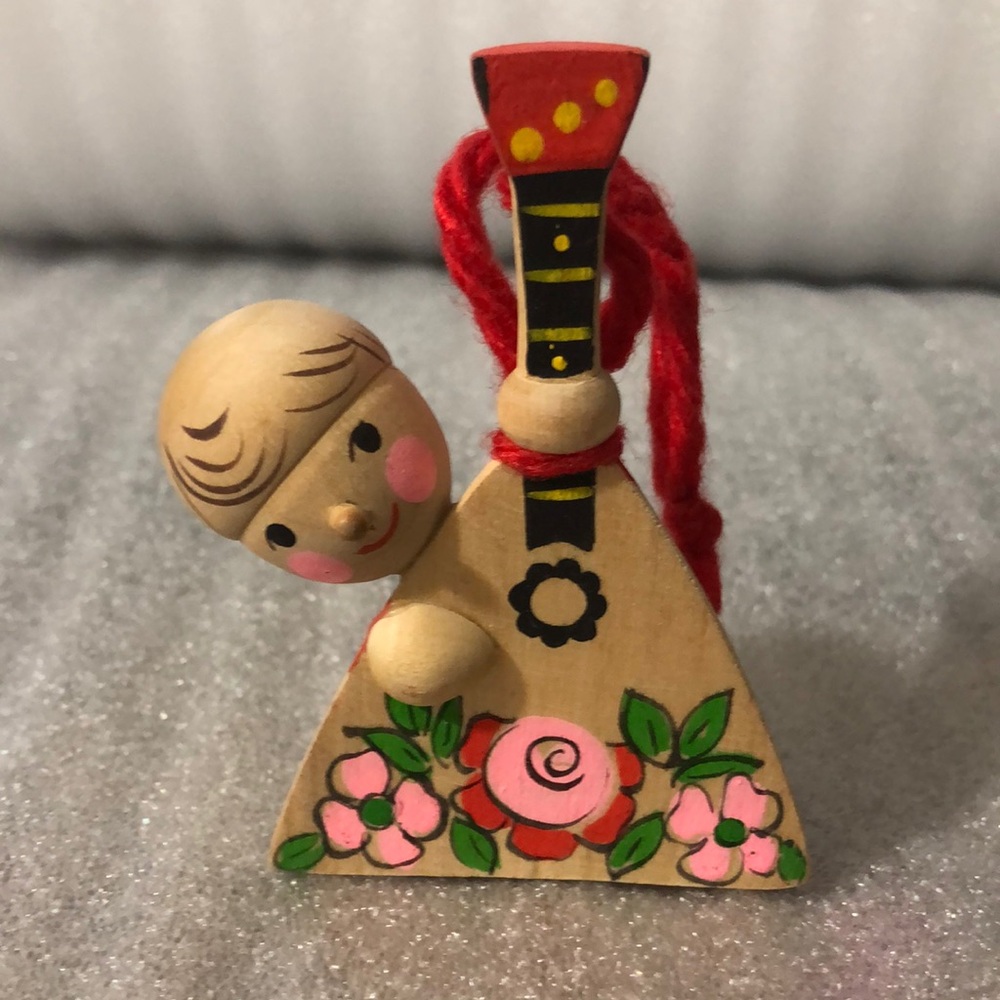 Russian Balalaika Musician Wooden Figurine